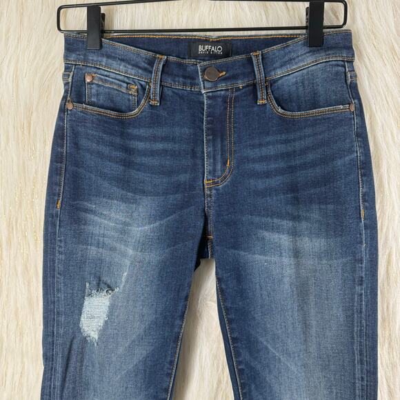 Buffalo David Bitton Faith Mid Rise Straight Jean Med Wash Stretch Distressed 27 - Picture 2 of 10